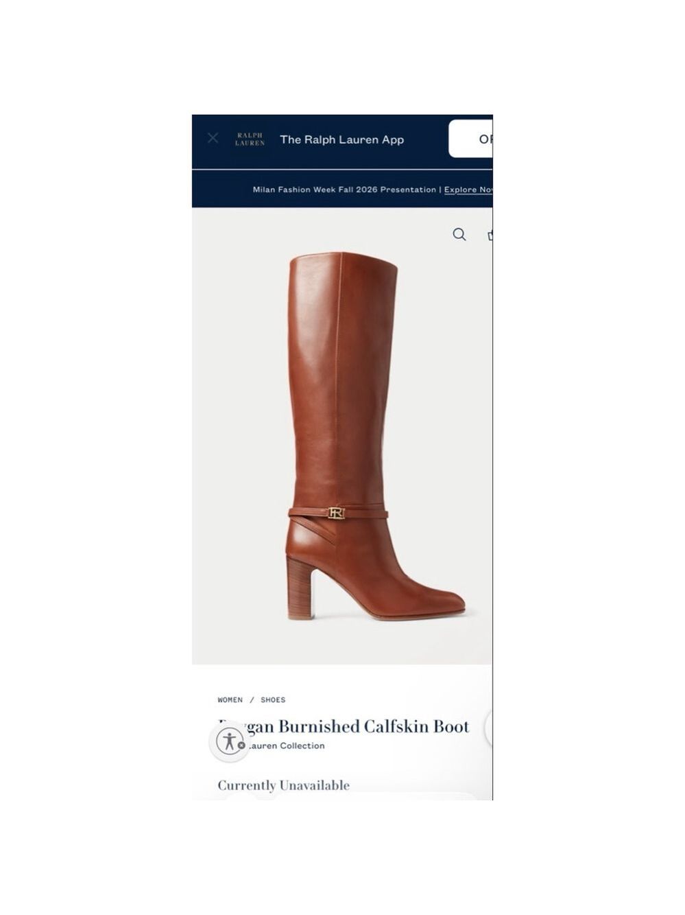 NIB Purple Label RL Brown Raygan Burnished Calfskin Heeled Boots 39/8.5 - Picture 3 of 6